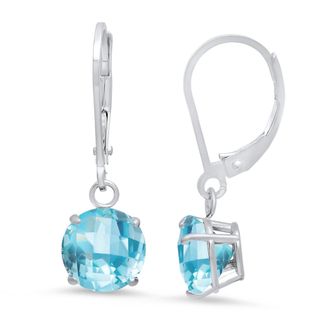 MAX + STONE Solid 10K Yellow or White Gold 8mm Gemstone Dangle Earrings