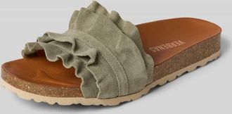 Verbenas Slipper aus echtem Leder Modell Rocio in Khaki, Gr&ouml;&szlig;e 38