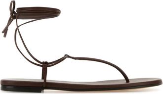 Gianvito Rossi Gwyneth Flat - Dames - Sandalen - Bruin - 41 EU - Leer - Schoenen