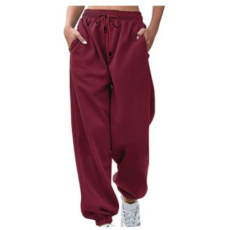 Generic Tracksuit Bottoms Women Tracksuit Womens Full Set Plain Baggy Fleece Lined Tapered Leg Jogger Size 12 Womens Joggers Size 12 Ladies Trousers Elasticat