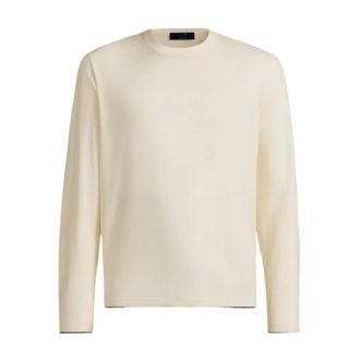 Kiton Truien & Vesten, Heren, Beige, M, Wol, Fijne Wol Lange Mouw T-shirt
