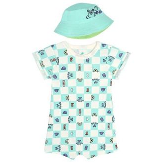 Disney Winnie the Pooh 2-Piece Romper and Bucket Hat Set in Monsters Inc Teal at Nordstrom, Size Newborn