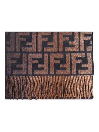 Fendi gradient jacquard scarf - men - Virgin Wool/Cashmere - One Size - Brown