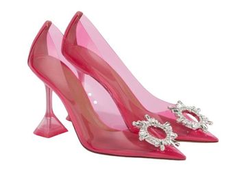 Amina Muaddi Pink Begum Crystal Embellished PVC Pumps Size 38.5