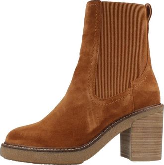 Clarks Stijlvolle enkellaarzen - Dames - Laarzen met Hak - Bruin - 42 EU - Schoenen