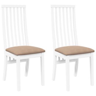 vidaXL Vidaxl - Sedie Da Pranzo Con Cuscini 2 Pz Bianco Legno Massello Di Hevea