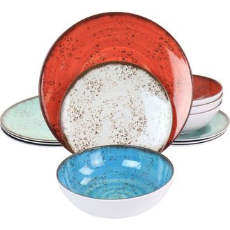 Elama Pryce 12 Piece Melamine Dinnerware Set in White at Nordstrom
