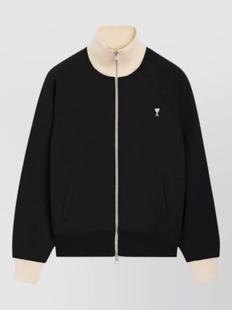 Ami cotton boxy-fit zipped bomber jacket