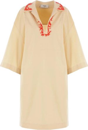 Fendi Bead-embroidered Cotton Dress