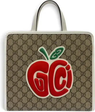 Gucci Beige Red Color White Gg Supreme Handbag Tote Bag (Pre-Owned)
