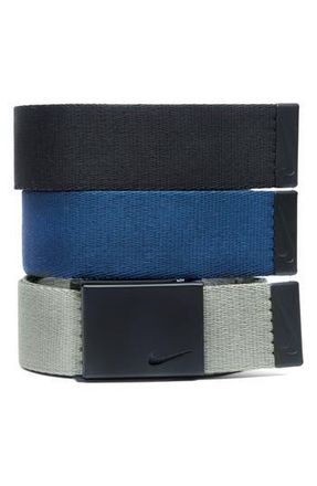 Nike Assorted 3-Pack Webbed Belts in Black/Grey/Navy at Nordstrom Rack
