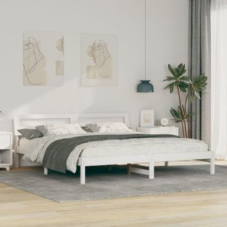 Berkfield Home with LED Strip Lights with Headboard White 200 x 200 cm Wood