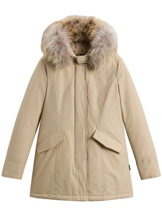 Woolrich Arctic Raccoon Fur-Trim Cotton-Blend Mid-Length Parka