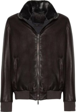 Gimos Chaqueta motera de napa de cordero con cuello de borrego extra&iacute;ble - Jackets - Hombre - Marr&oacute;n - 4XL