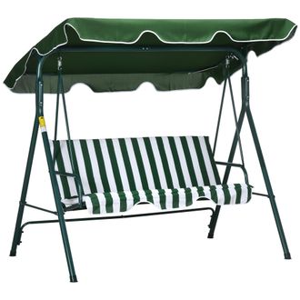 OUTSUNNY Columpio Balanc&iacute;n De Jard&iacute;n Exterior De 3 Plazas Con Coj&iacute;n Techo Ajustable Y Marco De Acero Para Balc&oacute;n Terraza Carga 240 Kg 172x110x153 Cm