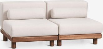 Sklum Sof&aacute; Modular De Jard&iacute;n De 2 Piezas En Acacia Edrien Sklum