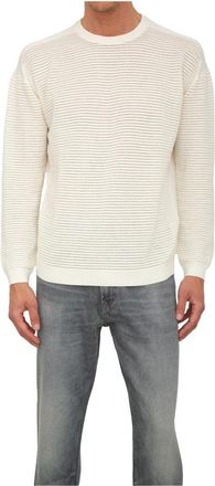 Emporio Armani Witte Katoenen Trui - Heren - Ronde hals truien - Wit - L - Katoen - Truien & Vesten