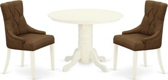 East West Furniture Dining Room Set Linen White, SHFR3-WHI-18