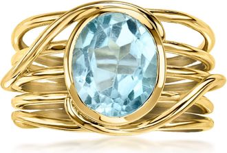 Ross-Simons Sky Blue Topaz Highway Ring in 18kt Gold Over Sterling
