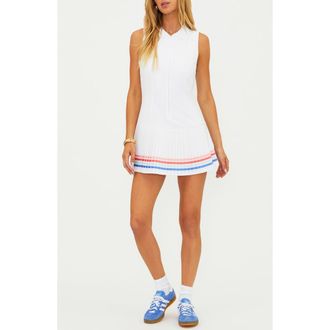 Beach Riot Bria Pleated Minidress in Bright White Horizon at Nordstrom, Size X-Small
