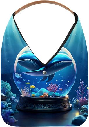 Generic Whale Crystal Ball Reusable Lightweight Grocery Bags - Foldable Into Compact Pouch, Washable & Sturdy, Multipurpose for Shopping and Travel