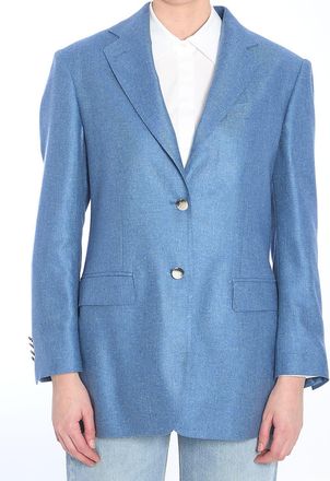 Tagliatore Womens Single-breasted Jacket - Blue Silk - Size EU 36 (Womens)