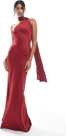 Maids to Measure Vestito lungo da damigella donore bordeaux con sciarpa multiposizione-Viola