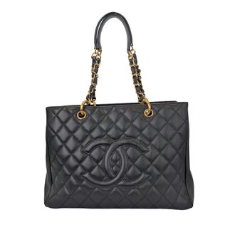 Chanel Pre-owned Womens GST Black Caviar Gold Leather - One Size