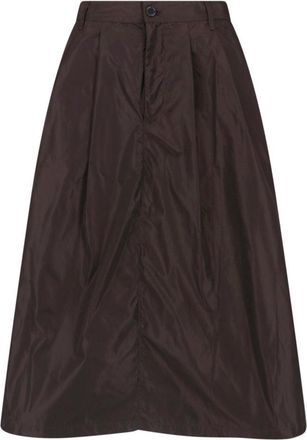 Aspesi Brown Technical Fabric Elastic Waist Midi Skirt