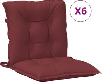 vidaXL Cojines Para Silla Respaldo Bajo 6 Ud Tela Rojo Tinto Melange Vidaxl