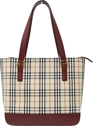 Burberry Beige Bordeaux Canvas Tote Bag (Pre-Owned)