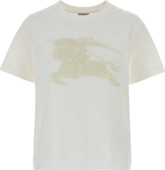 Burberry White Logo Crew Neck T-Shirt
