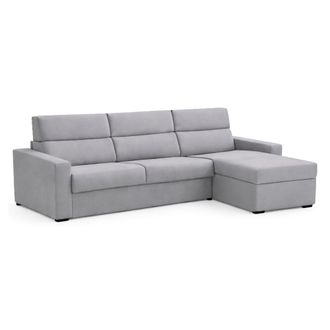 Dmora Sof&aacute; Fijo Con Chaiselongue Vigonovo, Desenfundable, Reversible, Made In Italy, Hidr&oacute;fugo Multiposici&oacute;n, 280x160 Cm Gris