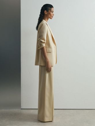 Ismad London Silk-wool Wide-leg Suit Trousers, 10, Cream