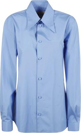Valentino Garavani Cotton Poplin Shirt - Heren - Casual Overhemden - Blauw - M - Katoen - Overhemden