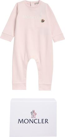 Moncler Stretch Cotton Fleece Romper in Pink at Nordstrom, Size 9-12M