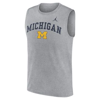 Nike Michigan Primetime Arch Legend Nike Mens Dri-FIT College Muscle Tank Top in Grey | 0JB306GMWN-G1M