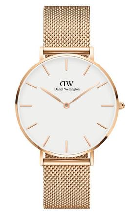 Daniel Wellington Petite Ashfield Mesh Strap Watch, 36mm in Rose Gold/White at Nordstrom