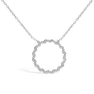 House of Brilliance Silver 1/7 Cttw Lab Grown Diamond Beaded Love Circle Pendant Necklace in White at Nordstrom