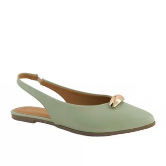 Andrea Womens Pointed Toe Slingback Ballet Flats In Green