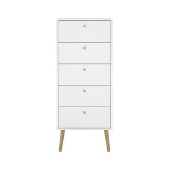 Calicosy C&oacute;moda de 5 cajones con patas de madera H120,1 cm