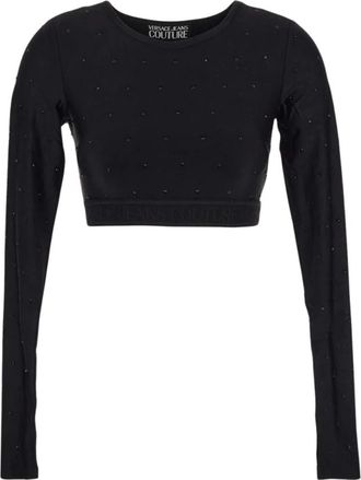 Versace Jeans Couture Long Sleeve Tops - Dames - Longsleeves - Zwart - XS - Polyester - Tops