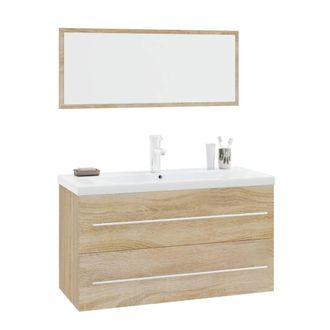 Berkfield Home 3 Piece Bathroom Furniture Set Sonoma Oak in Brown