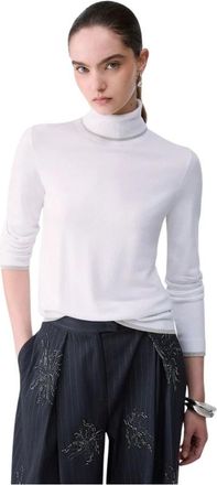 Liu Jo Dolcevita met lurex biezen - Dames - Coltruien - Wit - XS - Polyester - Truien & Vesten
