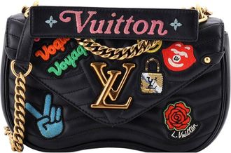 Louis Vuitton Black Limited Edition Patches Quilted Leather New Wave Chain Bag Mm (Authentic Pre-Loved)