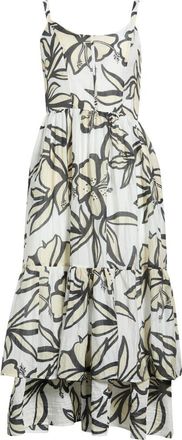 Melloday Floral Sweetheart Neck Tiered Dress in Ivory Multi at Nordstrom, Size X-Large