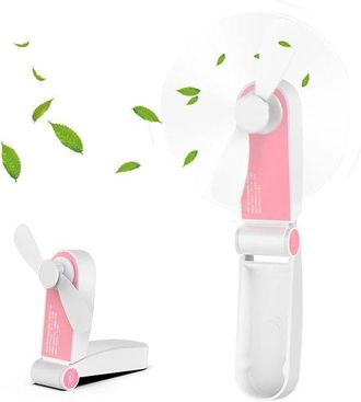 OEM Mini Ventilador De Bolsillo Plegable, Port&aacute;til Y Recargable Con Cable Usb, 2 Velocidades Para Viajes, Hogar Y Exteriores, Color Rosa