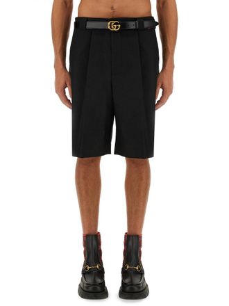 Gucci Wool-Blend Twill Bermudas - Black