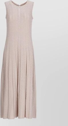 D.exterior sleeveless crewneck flared midi dress