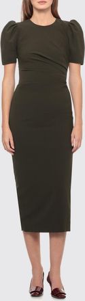 Carolina Herrera Jersey Midi Sheath Dress with Puff Sleeves